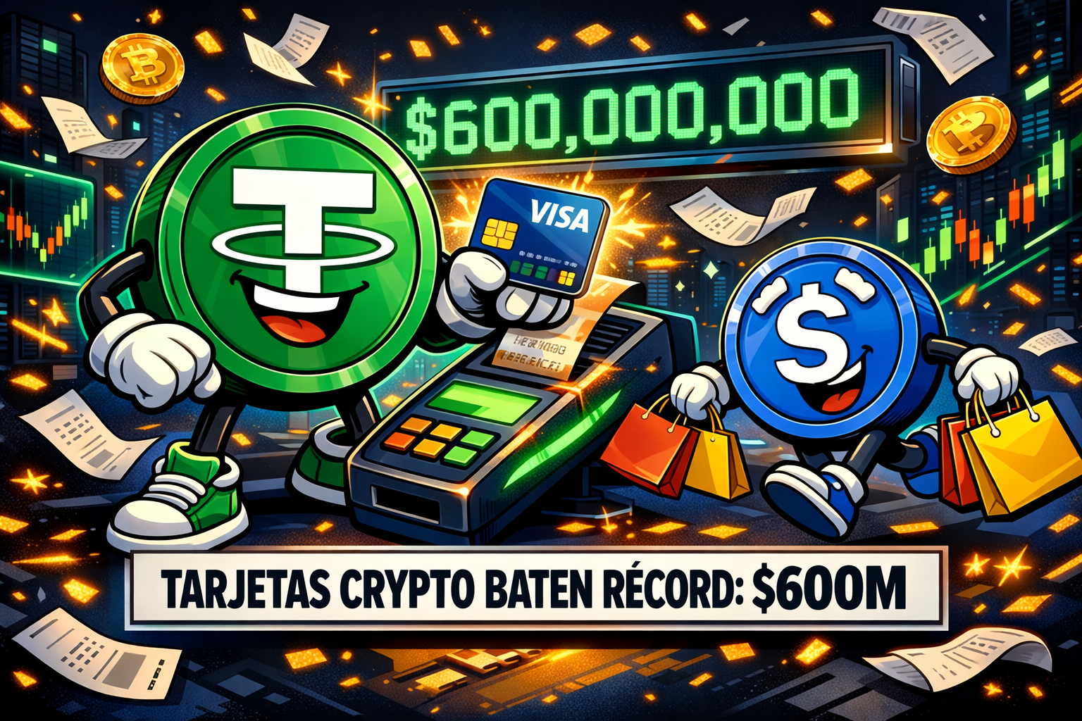 Las tarjetas crypto baten récord: $600 millones en gasto mensual en marzo de 2026